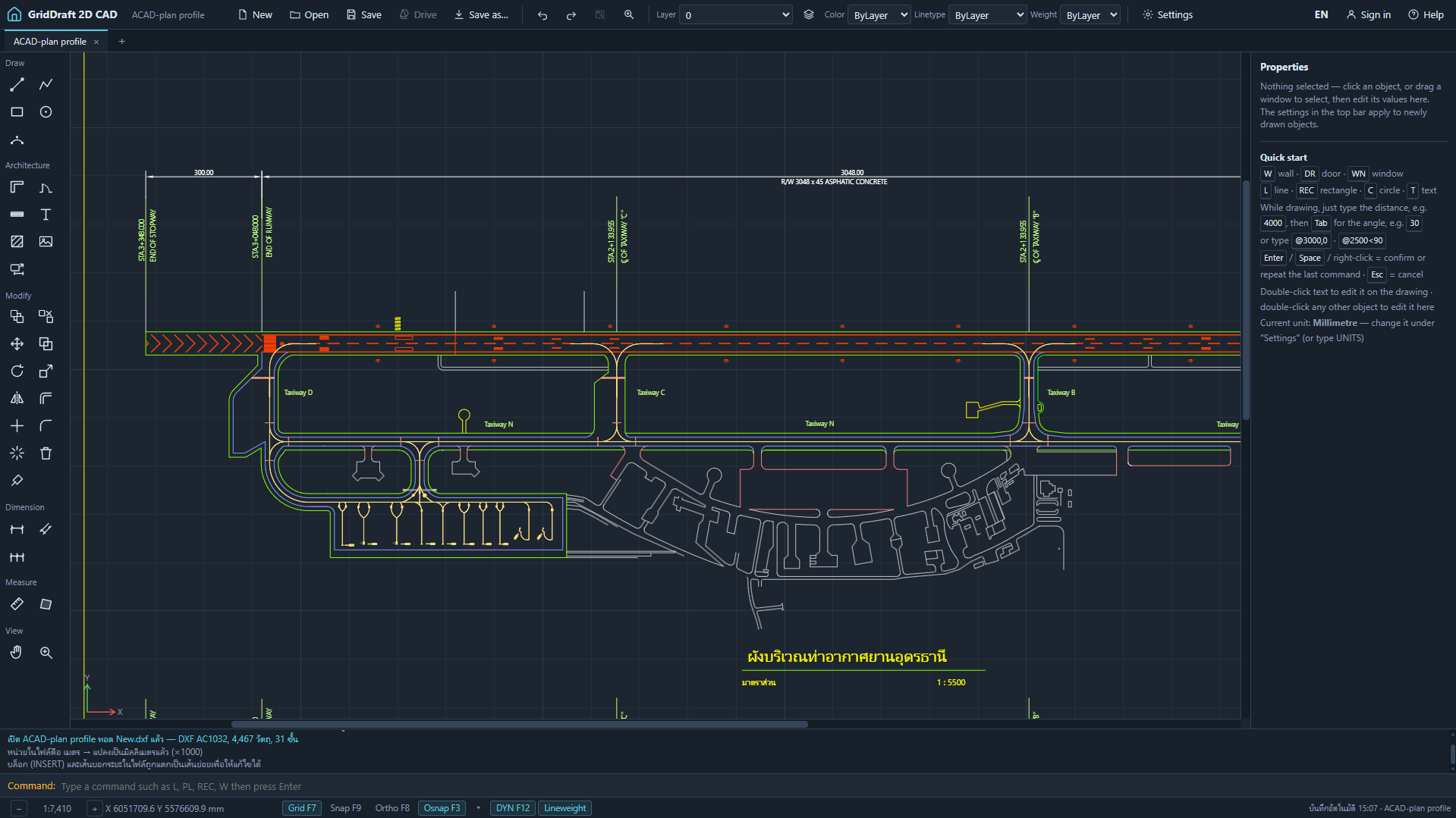 GridDraft 2D CAD workspace